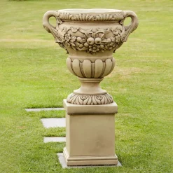 Gordes Vase on Pedestal Stone Garden Planter