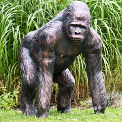 Gorilla Life-Size Bronze Metal Garden Statue