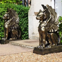 Gothic Griffins Bronze Metal Garden Statues