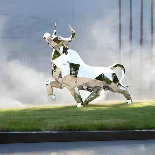 Grand Bull 200cm Geometric Metal Garden Sculpture