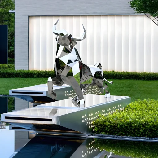 Grand Bull 200cm Geometric Metal Garden Sculpture