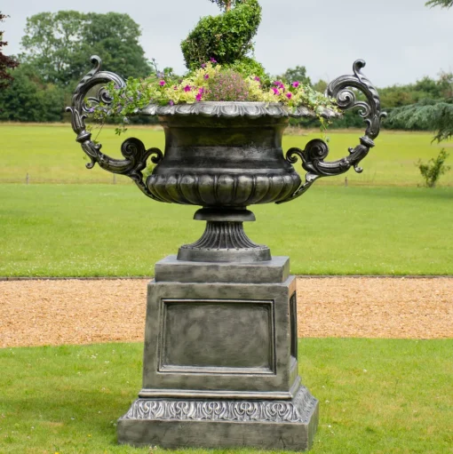Grand Cheshire Urn Bronze Metal Garden Planter