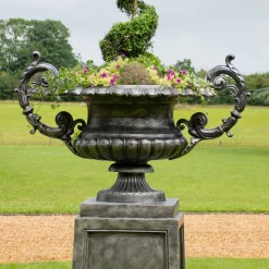 Grand Cheshire Urn Bronze Metal Garden Planter