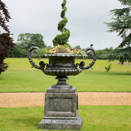 Grand Cheshire Urn Bronze Metal Garden Planter