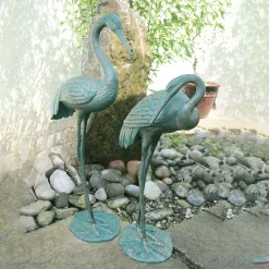 Grand Cranes Bronze Metal Garden Ornaments