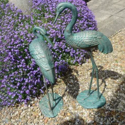Grand Cranes Bronze Metal Garden Ornaments
