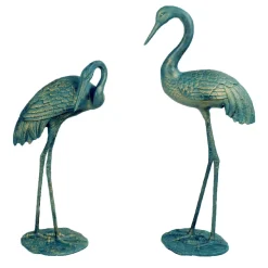 Grand Cranes Bronze Metal Garden Ornaments