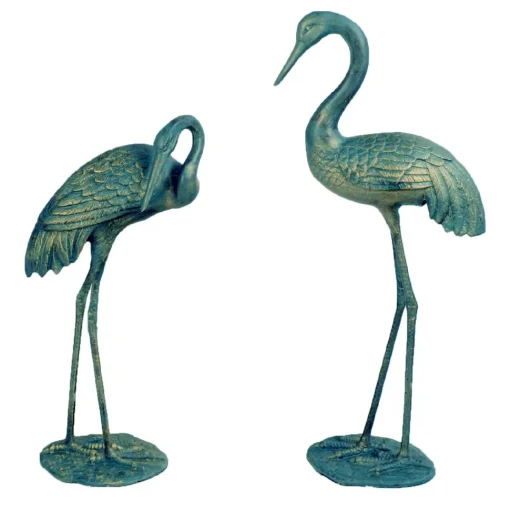 Grand Cranes Bronze Metal Garden Ornaments