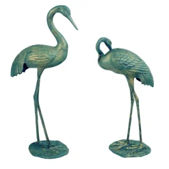 Grand Cranes Bronze Metal Garden Ornaments