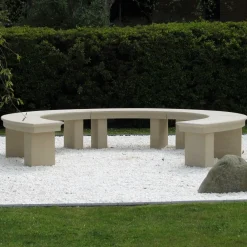 Grand Curved Modern Stone Garden Bench
