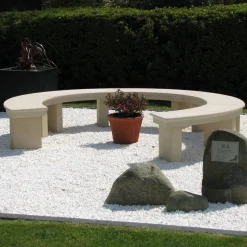 Grand Curved Modern Stone Garden Bench