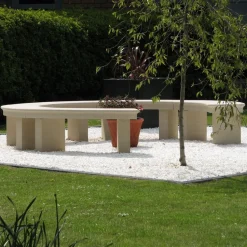 Grand Curved Modern Stone Garden Bench