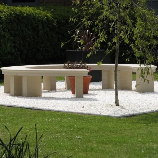 Grand Curved Modern Stone Garden Bench