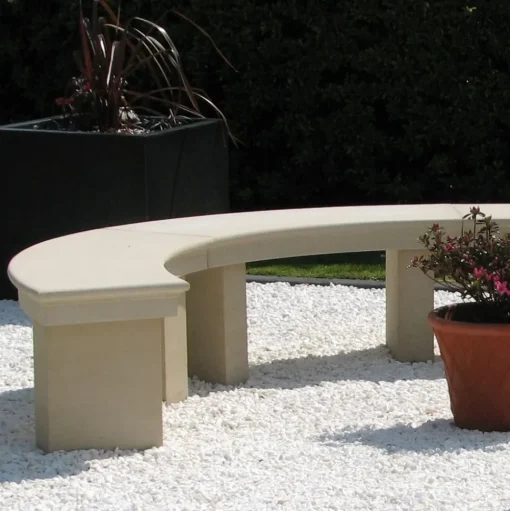 Grand Curved Modern Stone Garden Bench