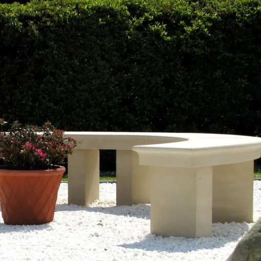 Grand Curved Modern Stone Garden Bench