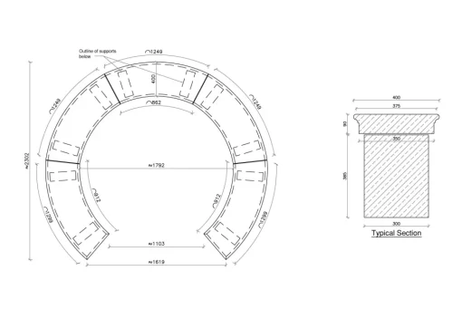 Grand Curved Modern Stone Garden Bench
