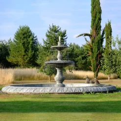 Grand Double Tier 4m Emerald Marble Stone Water Fountain Feature