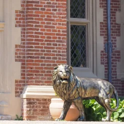 Grand Lion Left Facing Bronze Metal Garden Statue