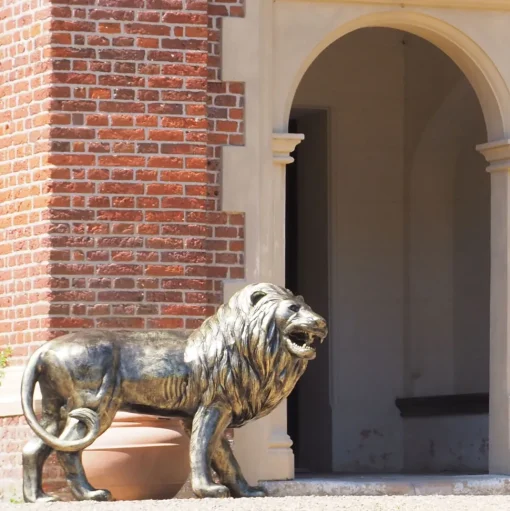 Grand Lion Right Facing Bronze Metal Garden Statue