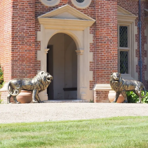 Grand Lions Bronze Metal Garden Statues