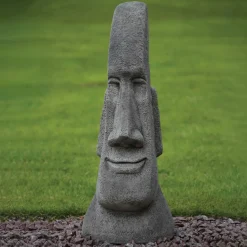 Grand Male Easter Island Head Stone Garden Ornament