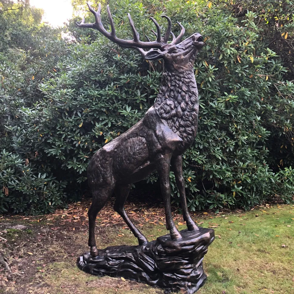 Grand Stag Life-Size 292cm Metal Bronze Garden Statue