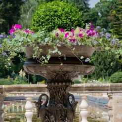 Grand Swan Urn Bronze Metal Garden Planter