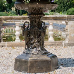 Grand Swan Urn Bronze Metal Garden Planter