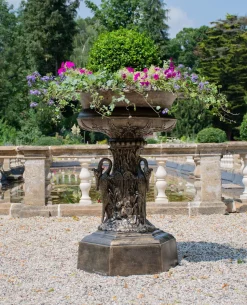 Grand Swan Urn Bronze Metal Garden Planter
