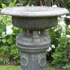 Grand Tazza Stone Garden Planter on Pedestal