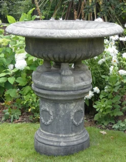 Grand Tazza Stone Garden Planter on Pedestal