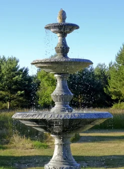 Grand Triple Tier 4m Emerald Marble Stone Water Fountain Feature