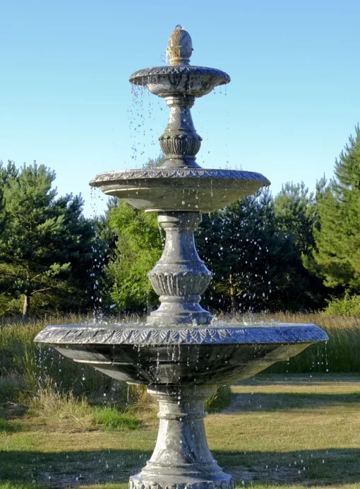 Grand Triple Tier 4m Emerald Marble Stone Water Fountain Feature
