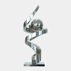 Gravity Sphere 92cm Silver Metal Indoor Sculpture