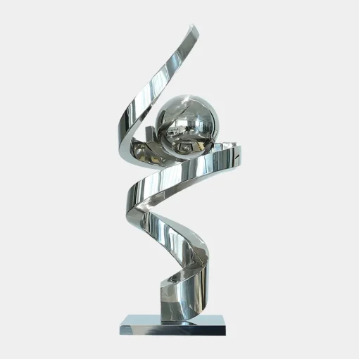 Gravity Sphere 92cm Silver Metal Indoor Sculpture