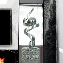 Gravity Sphere 92cm Silver Metal Indoor Sculpture