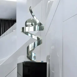 Gravity Sphere 92cm Silver Metal Indoor Sculpture