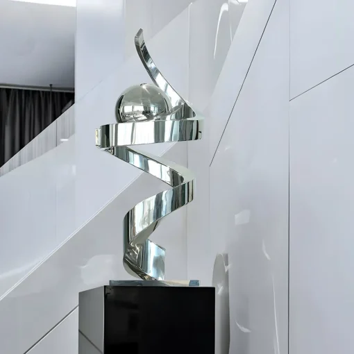 Gravity Sphere 92cm Silver Metal Indoor Sculpture