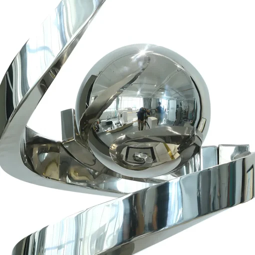 Gravity Sphere 92cm Silver Metal Indoor Sculpture