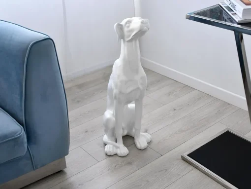 Guardian Greyhound 81cm White Resin Indoor Sculpture