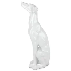 Guardian Greyhound 81cm White Resin Indoor Sculpture