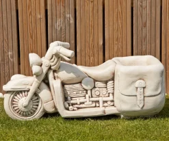 Harley Davidson Motorbike Stone Garden Planter Ornament