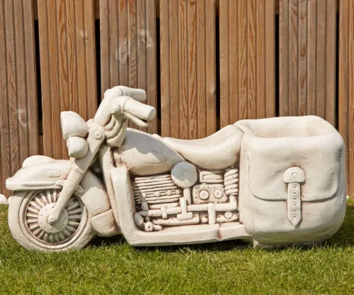 Harley Davidson Motorbike Stone Garden Planter Ornament