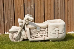 Harley Davidson Motorbike Stone Garden Planter Ornament