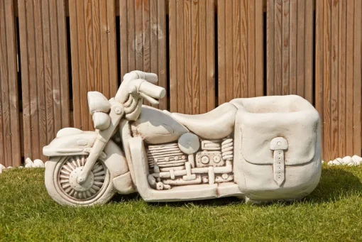 Harley Davidson Motorbike Stone Garden Planter Ornament