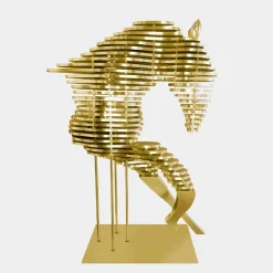 Harmonic Horse 160cm Gold Metal Garden Sculpture v1