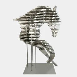 Harmonic Horse 160cm Silver Metal Garden Sculpture v1