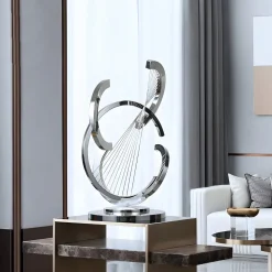 Harmonic Strings 80cm Silver Metal Indoor Sculpture