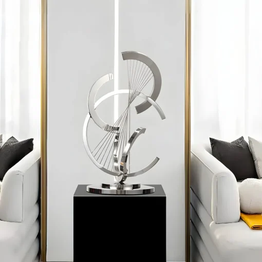 Harmonic Strings 80cm Silver Metal Indoor Sculpture