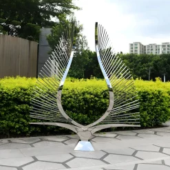 Harmonic Wings 200cm Silver Metal Garden Sculpture